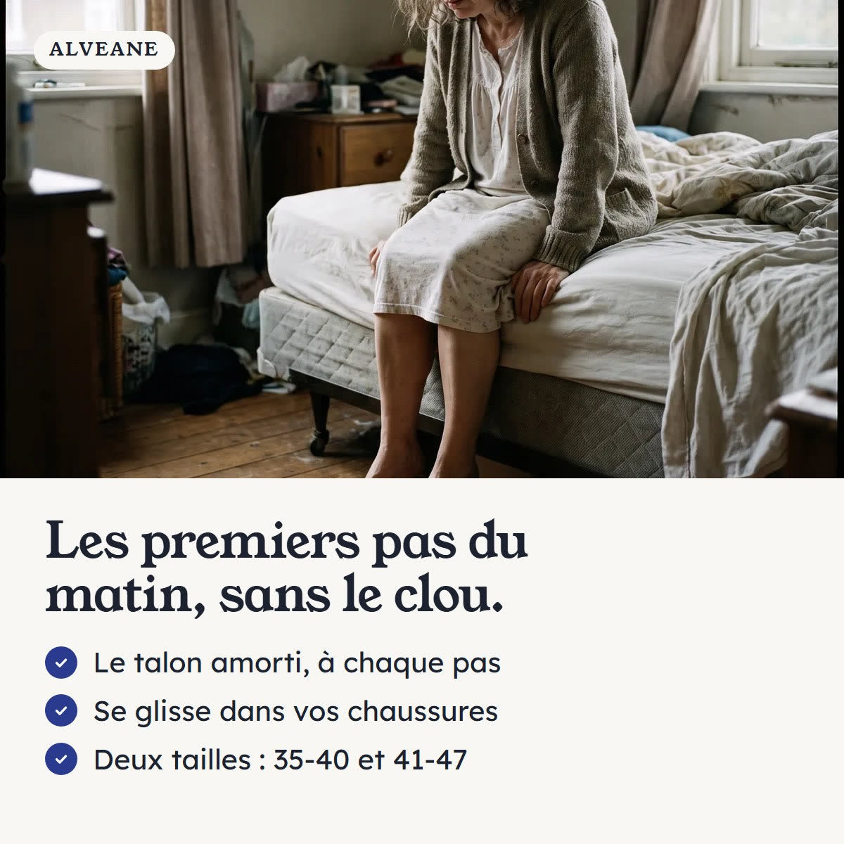 Les premiers pas du matin, sans le clou. Le talon amorti à chaque pas, se glisse dans vos chaussures, deux tailles : 35-40 et 41-47.