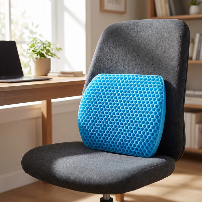 Vous le glissez entre votre dos et le dossier : chaise, fauteuil, siège auto. Il comble le creux, pile derrière vos reins.