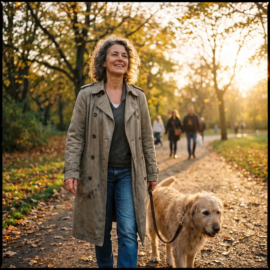 Le soir, votre fille propose de sortir le chien. Vous dites oui. Vous mettez vos baskets, et vous sortez.